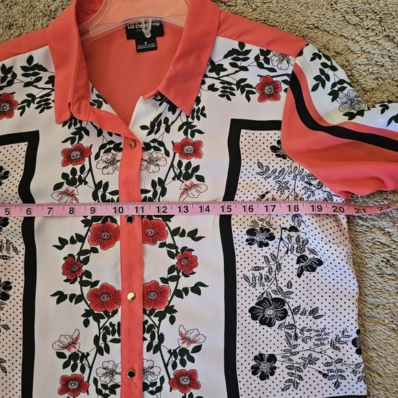 Liz Claiborne Career Floral Lightweight Button Down Size Small Coastal Cowgirl - Picture 9 of 9